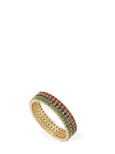 Shop Vanzi Annagreta Thin 18kt Gold & Emerald Ring In Green,gold