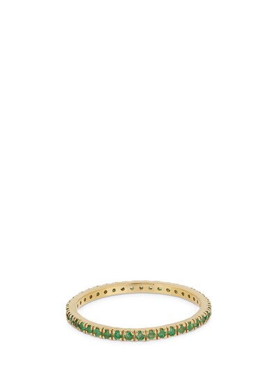 Shop Vanzi Annagreta Thin 18kt Gold & Emerald Ring In Green,gold