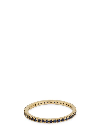 Shop Vanzi Annagreta Thin 18kt Gold & Sapphire Ring In Blue,gold