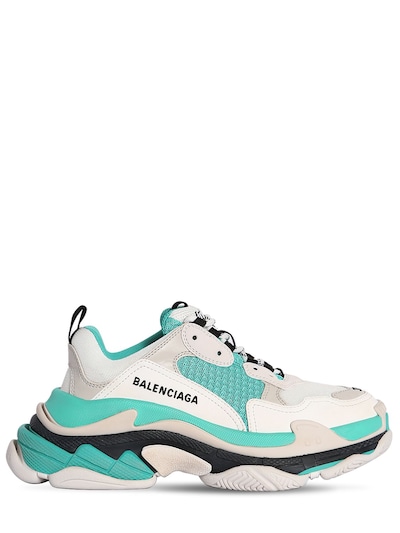 Balenciaga Triple S suede leather and mesh sneakers in
