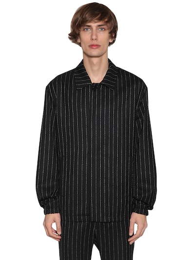 Alyx Logo Pinstripe Cashmere & Wool Jacket In Black,white