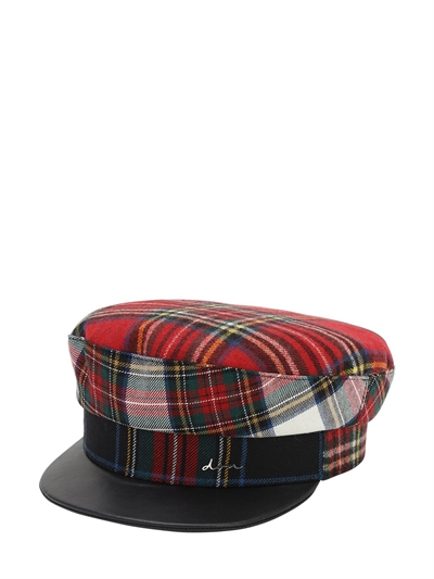 Don - Wool tartan sailor cap - Red Mix 