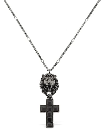 GUCCI 狮头&十字架珐琅项链,70IWG7003-ODEZMQ2