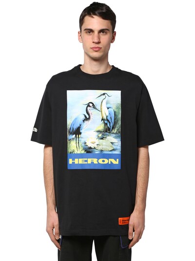 HERON PRESTON 印花纯棉平纹针织T恤,70IWHP001-MDQ4OA2