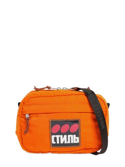 Heron Preston Ctnmb Patch Nylon Camera Bag In Orange,black