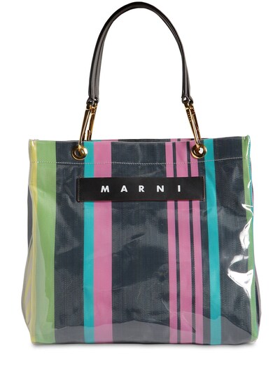 Marni Glossy Grip Medium Square Tote Bag In Pink Candy