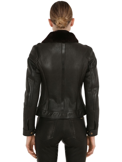 BELSTAFF DANESCROFT LEATHER & FUR BIKER JACKET