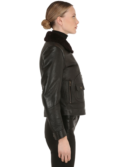 BELSTAFF DANESCROFT LEATHER & FUR BIKER JACKET