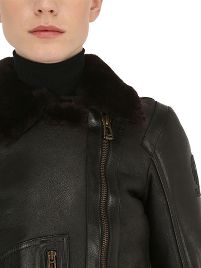 BELSTAFF DANESCROFT LEATHER & FUR BIKER JACKET