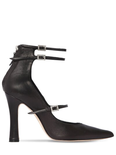 Alessandra Rich 105mm Mary Jane Leather Pumps In Black