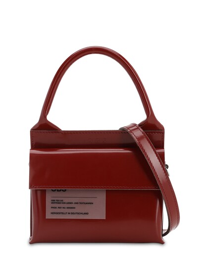 red leather bag