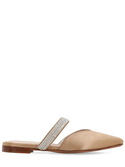 Zyne 10mm Exclusive Embellished Satin Mules In Champagne