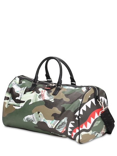 sprayground camo shark duffle bag