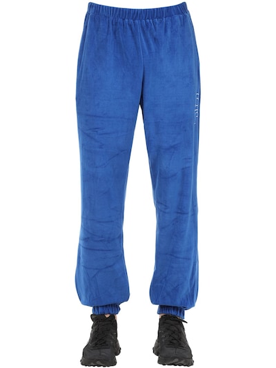 Applecore Velvet Sweatpants In Blue
