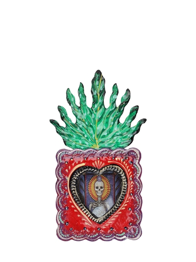 Pink Pampas Our Lady Flaming Heart Metal Wall Decor