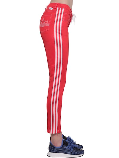 red adidas button pants