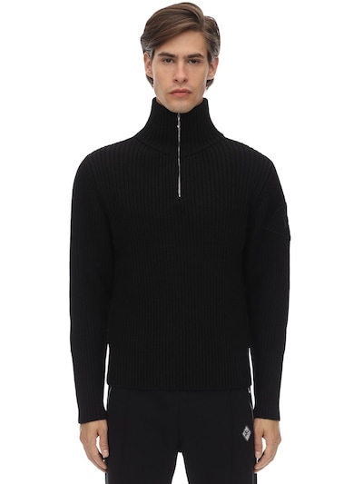 Gr Uniforma X Diesel Red Tag Zip-up Wool Knit Sweater In Black | ModeSens