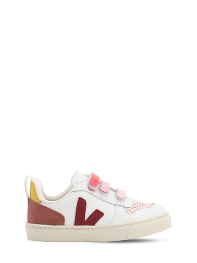 Veja - V-10 leather \u0026 suede strap sneakers - | Luisaviaroma