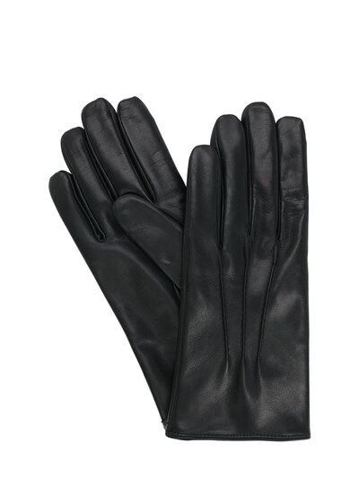 Mario Portolano Leather Gloves In Dark Green