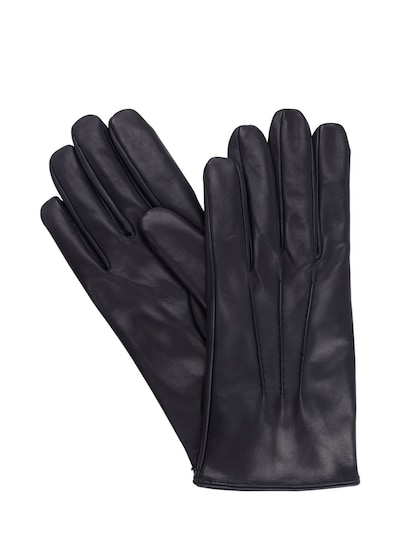 Mario Portolano Leather Gloves In Navy