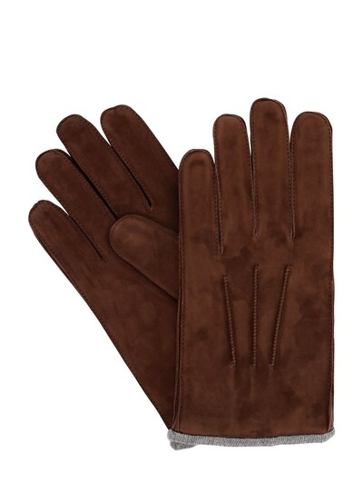 Mario Portolano Suede Gloves In Dark Brown