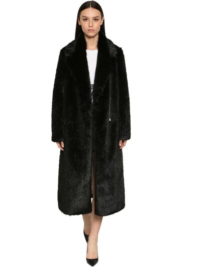 maxi faux fur coat with hood