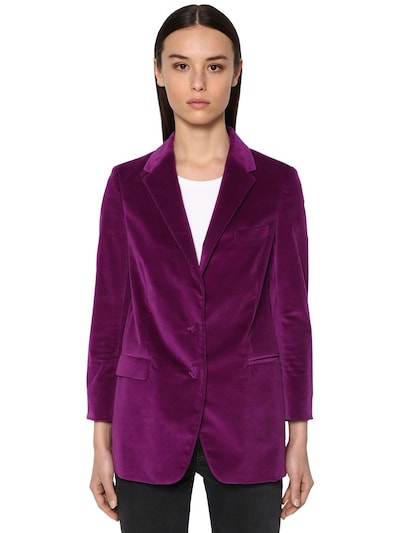 Saulina Cotton Blend Velvet Jacket In Purple