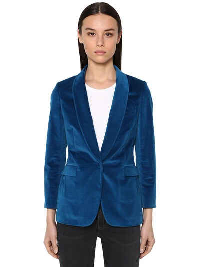 Saulina Cotton Blend Velvet Jacket In Blue