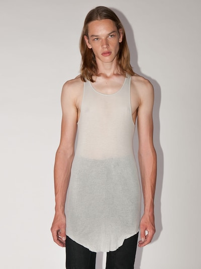 Rick Owens Long Cotton Tank Top In Oyster