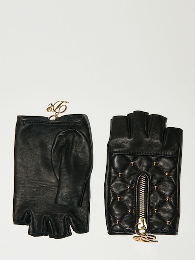 Dsquared2 Lvr Exclusive Fingerless Leather Gloves In Black