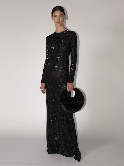 Giorgio Armani 带装饰科技织物礼服连衣裙 In Black