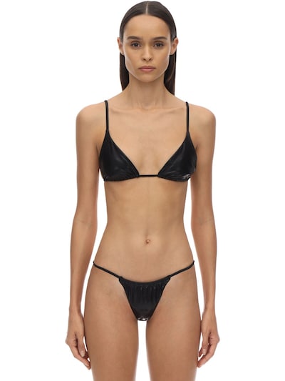 Sahara Ray Swim Digital Print Nylon Bikini Top In Black