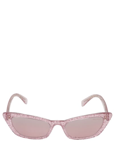 Miu Miu Glitter Cat Eye Acetate Sunglasses In Pink