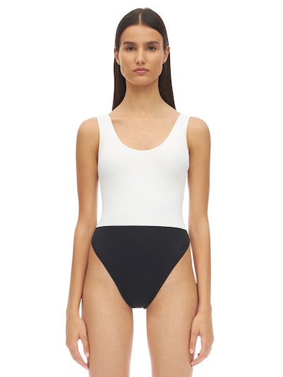 Aexae Bodysuit Lycra One-piece Swimsuit In Black,white