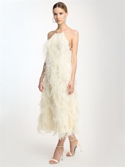 white silk midi dress