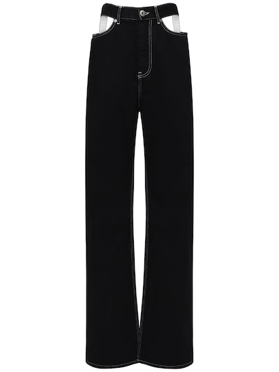 Maison Margiela Lvr Exclusive Cut Out Cotton Denim Jeans Black Luisaviaroma