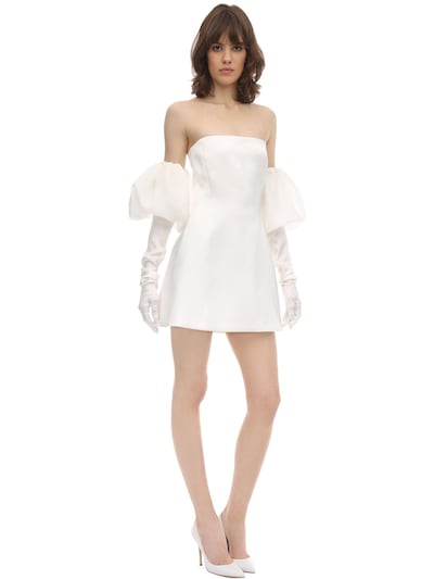 white silk mini dress