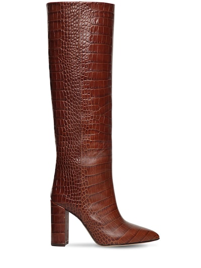 croc embossed leather boots