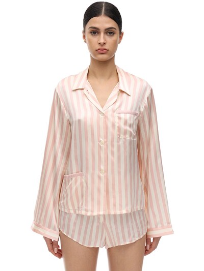 pink striped silk pajamas