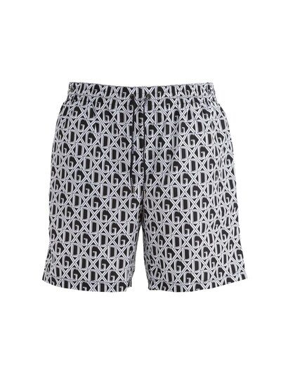 black and white swim shorts