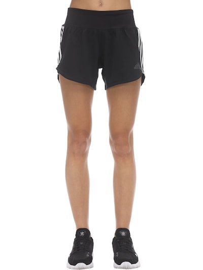 adidas 3 stripe black nylon shorts