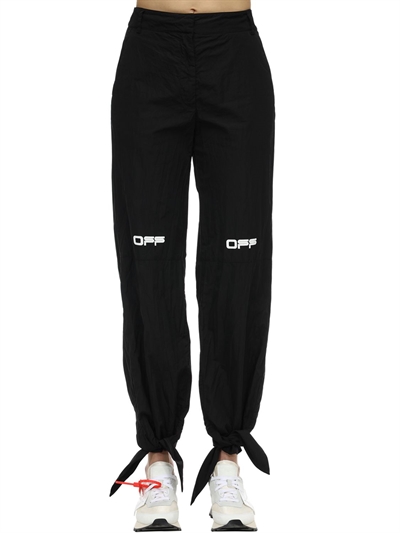 off white nylon pants