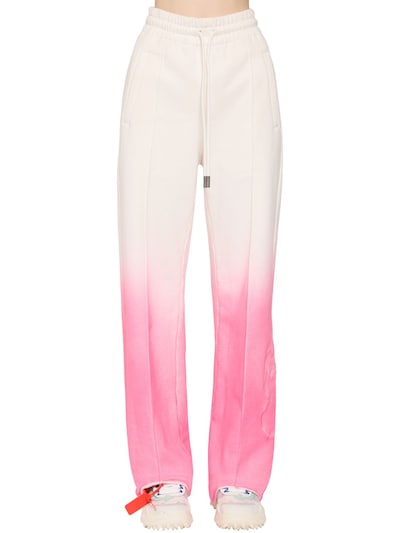 pink and white track pants