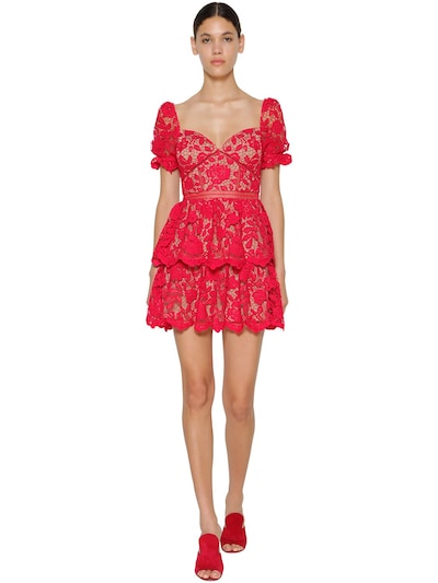 self portrait flower lace mini dress