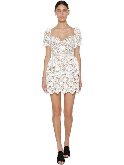 self portrait flower lace mini dress