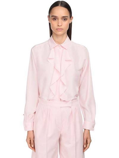 light pink ruffle blouse