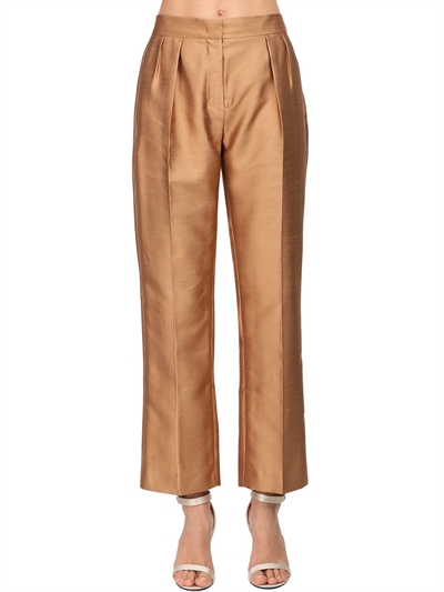 Max Mara - Pantaloni in misto seta shantung con pinces - Cuoio |  Luisaviaroma