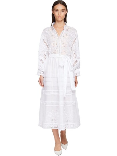 white eyelet shirt dress