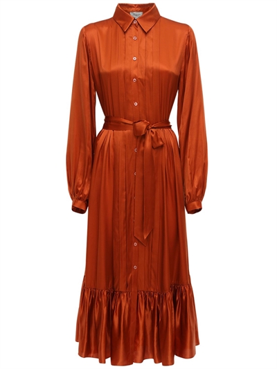 silk midi shirt dress