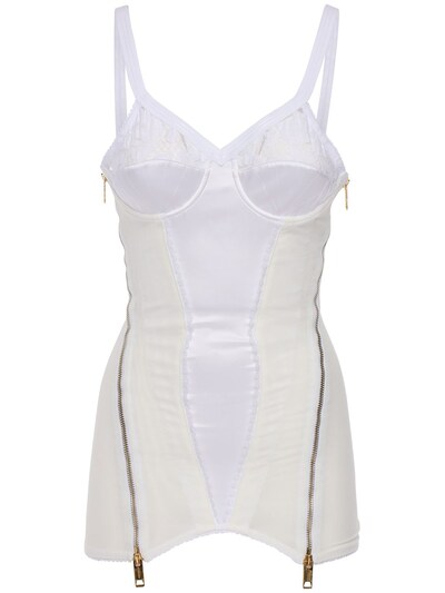 Burberry - Satin & lace bustier dress - White | Luisaviaroma